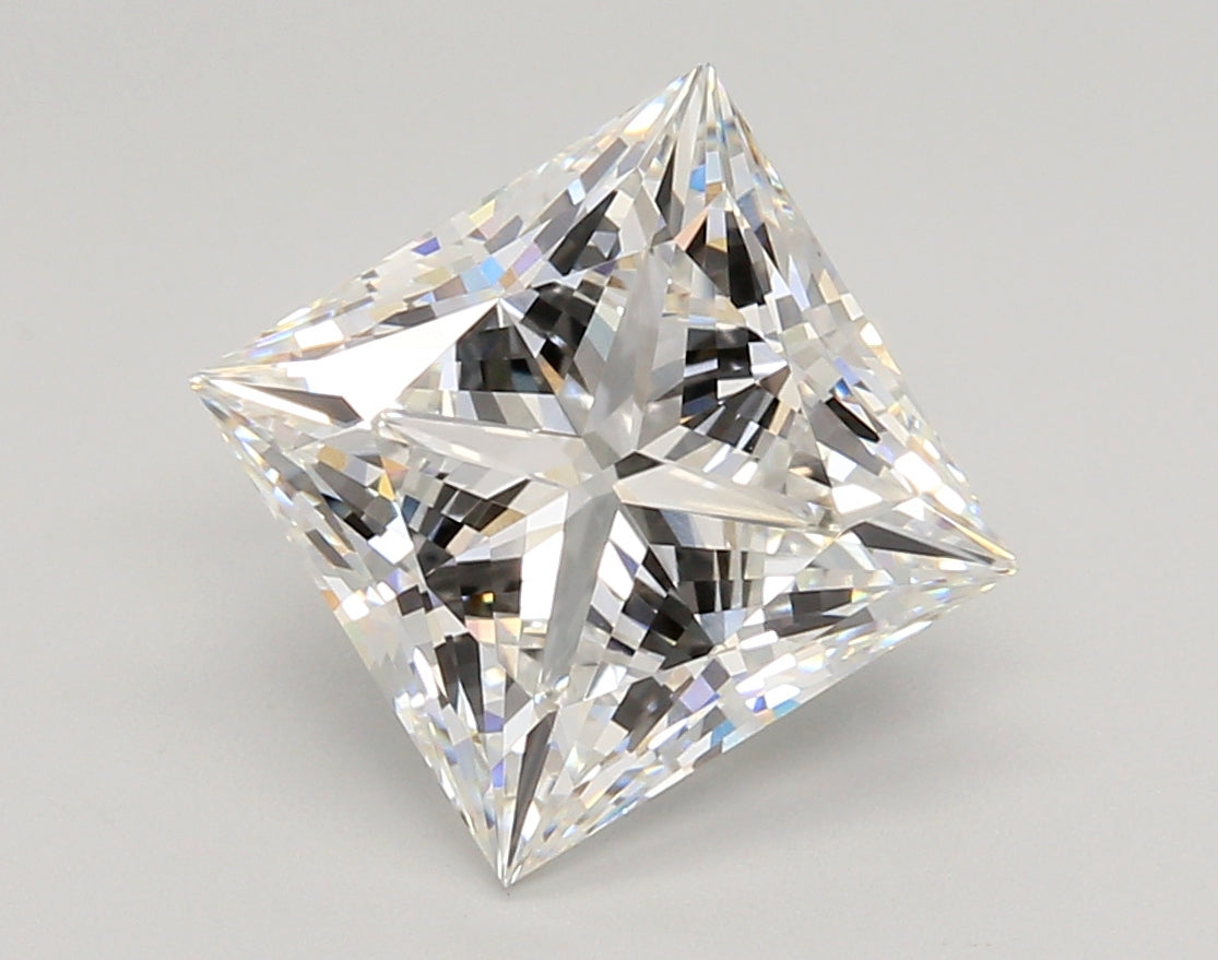 4.07 Carat Princess Shaped, Ideal Cut, E Color, VVS2 Clarity, IGI Certified Lab Grown Diamond