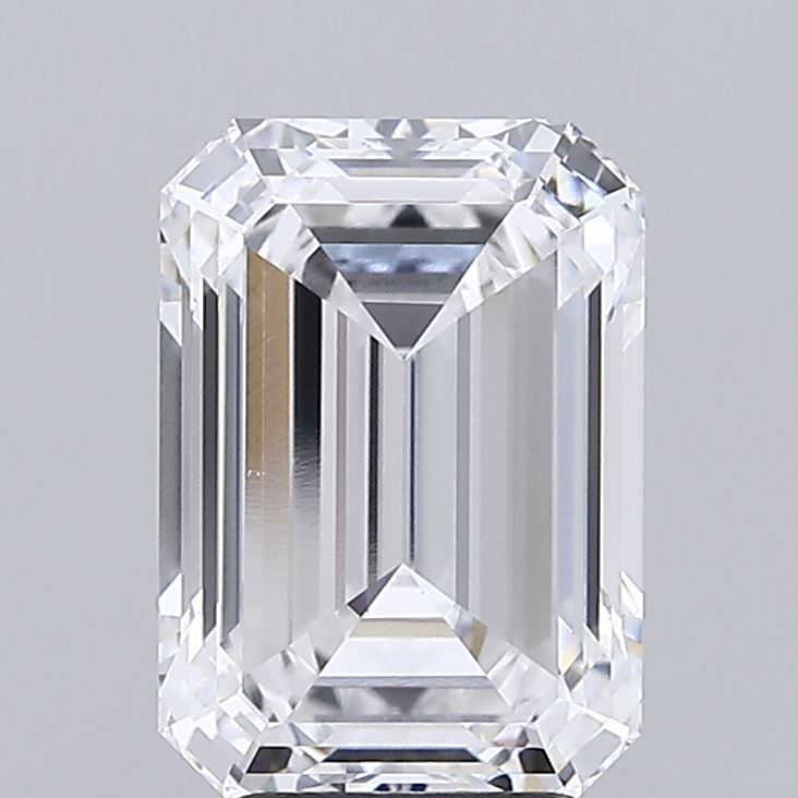 4.01 Carat Emerald Shaped, Ideal Cut, D Color, VVS2 Clarity, IGI Certified Lab Grown Diamond