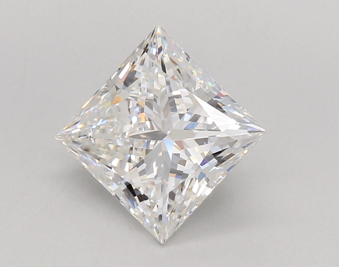 3.07 Carat Princess Shaped, Ideal Cut, F Color, VVS2 Clarity, IGI Certified Lab Grown Diamond