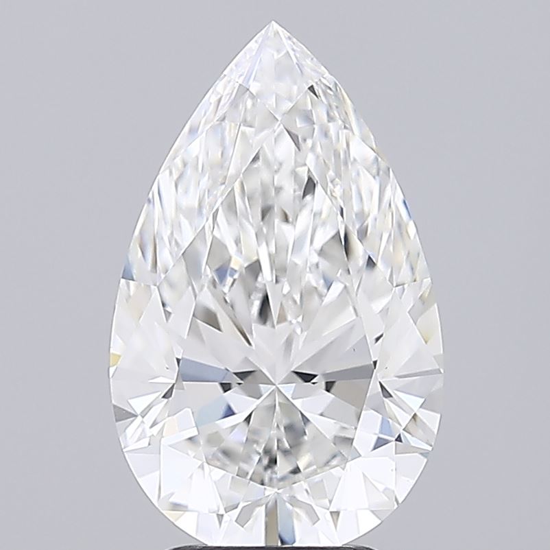 4.05 Carat Pear Shaped, Ideal Cut, F Color, VVS2 Clarity, IGI Certified Lab Grown Diamond