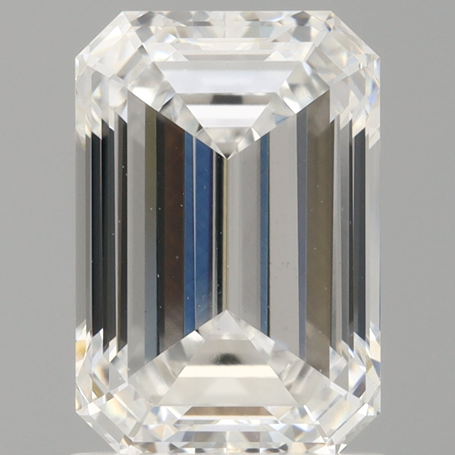 1.57 Carat Emerald Shaped, Ideal Cut, D Color, VVS2 Clarity, IGI Certified Lab Grown Diamond