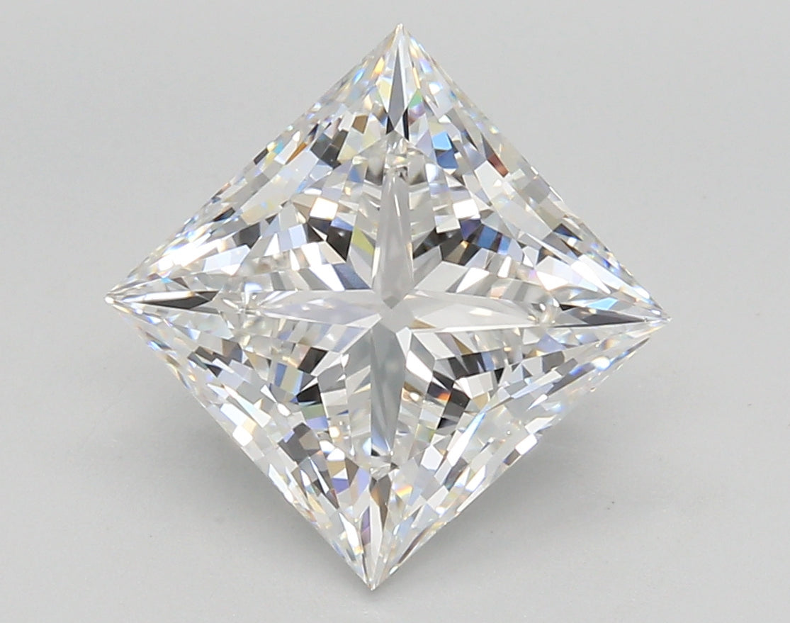 4.10 Carat Princess Shaped, Ideal Cut, E Color, VVS2 Clarity, IGI Certified Lab Grown Diamond