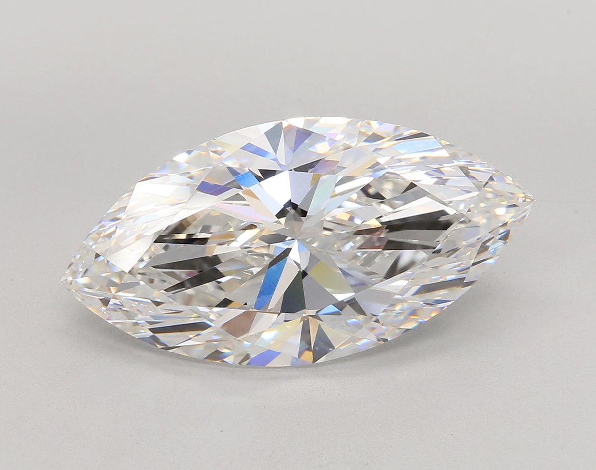 10.06 Carat Marquise Shaped, Ideal Cut, F Color, VVS2 Clarity, IGI Certified Lab Grown Diamond