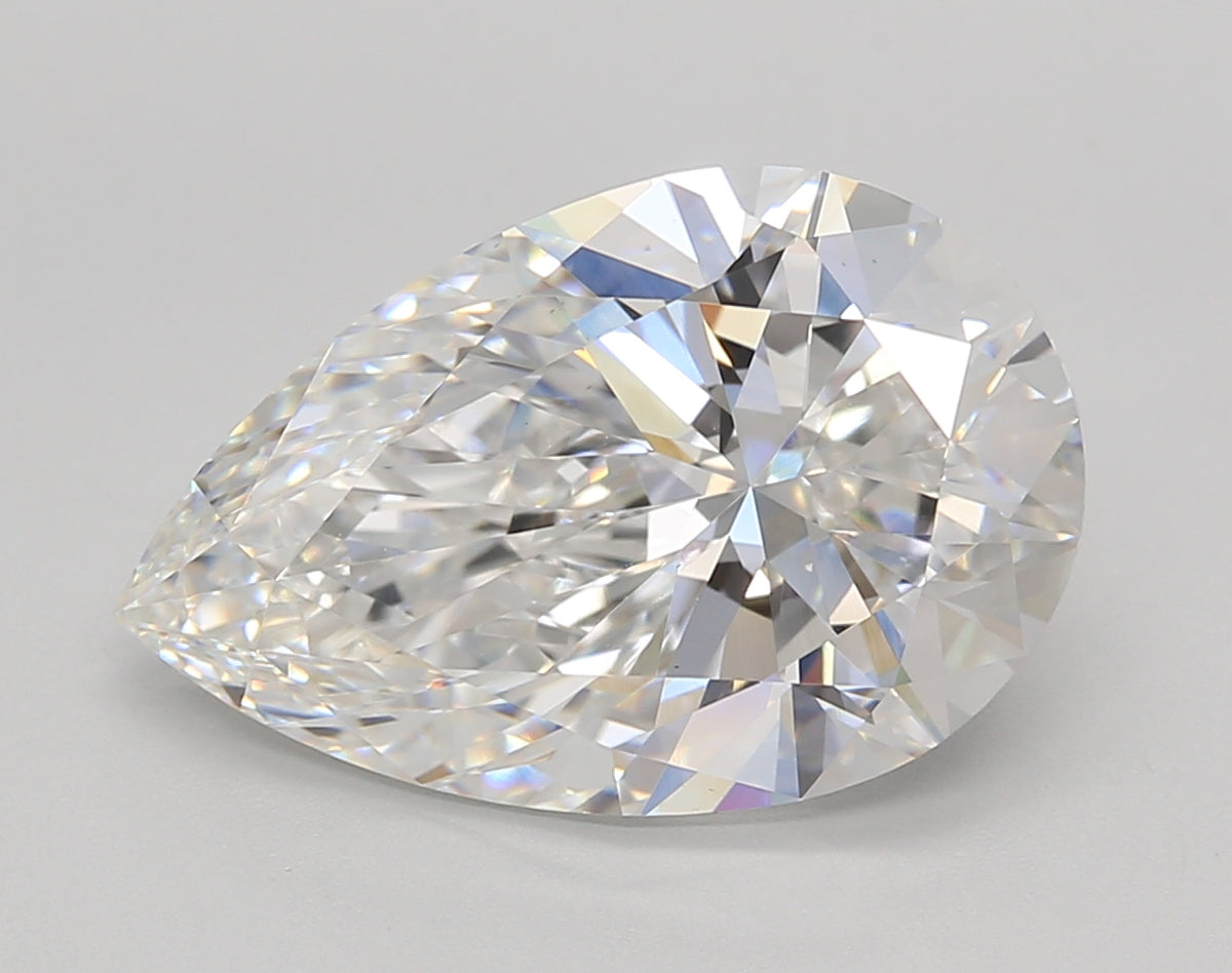 5.24 Carat Pear Shaped, Excellent Cut, E Color, VS1 Clarity, IGI Certified Lab Grown Diamond