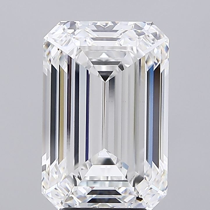 5.07 Carat Emerald Shaped, Ideal Cut, E Color, VVS2 Clarity, IGI Certified Lab Grown Diamond