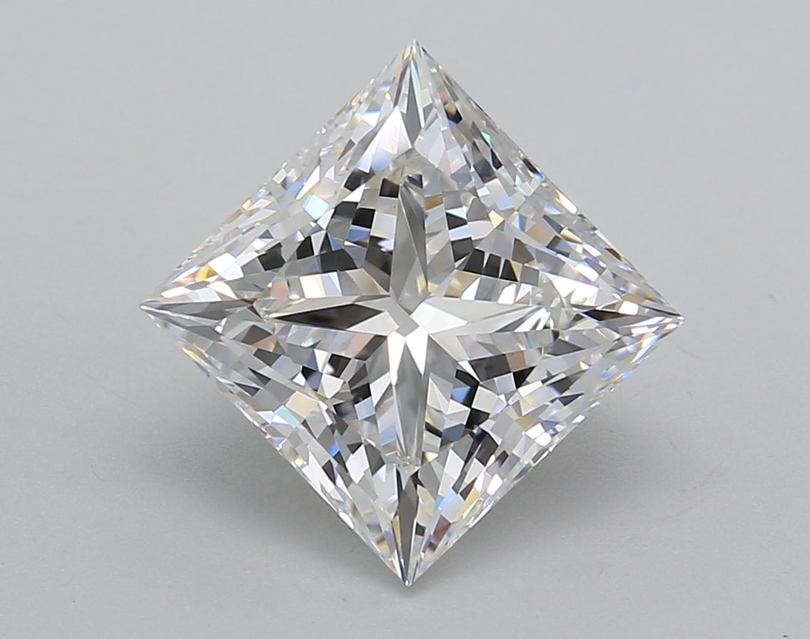 4.02 Carat Princess Shaped, Excellent Cut, E Color, VVS2 Clarity, IGI Certified Lab Grown Diamond