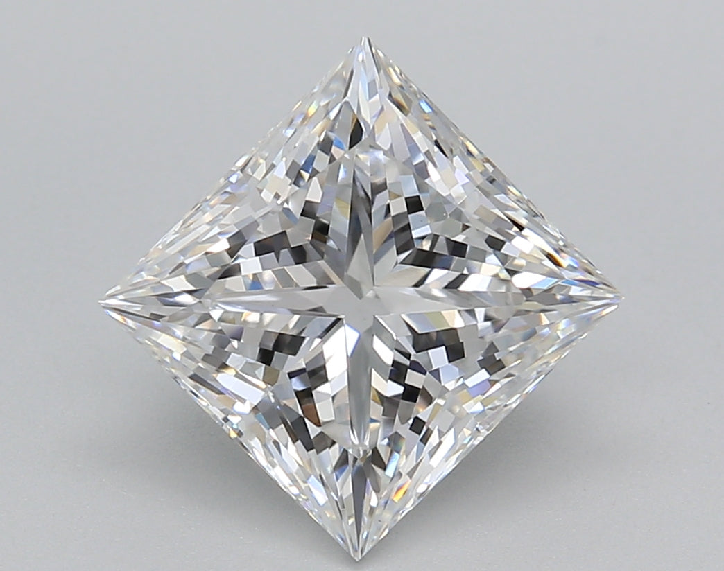 3.36 Carat Princess Shaped, Ideal Cut, D Color, VS1 Clarity, IGI Certified Lab Grown Diamond