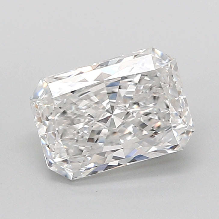 1.55 Carat Radiant Shaped, Excellent Cut, D Color, VS1 Clarity, IGI Certified Lab Grown Diamond