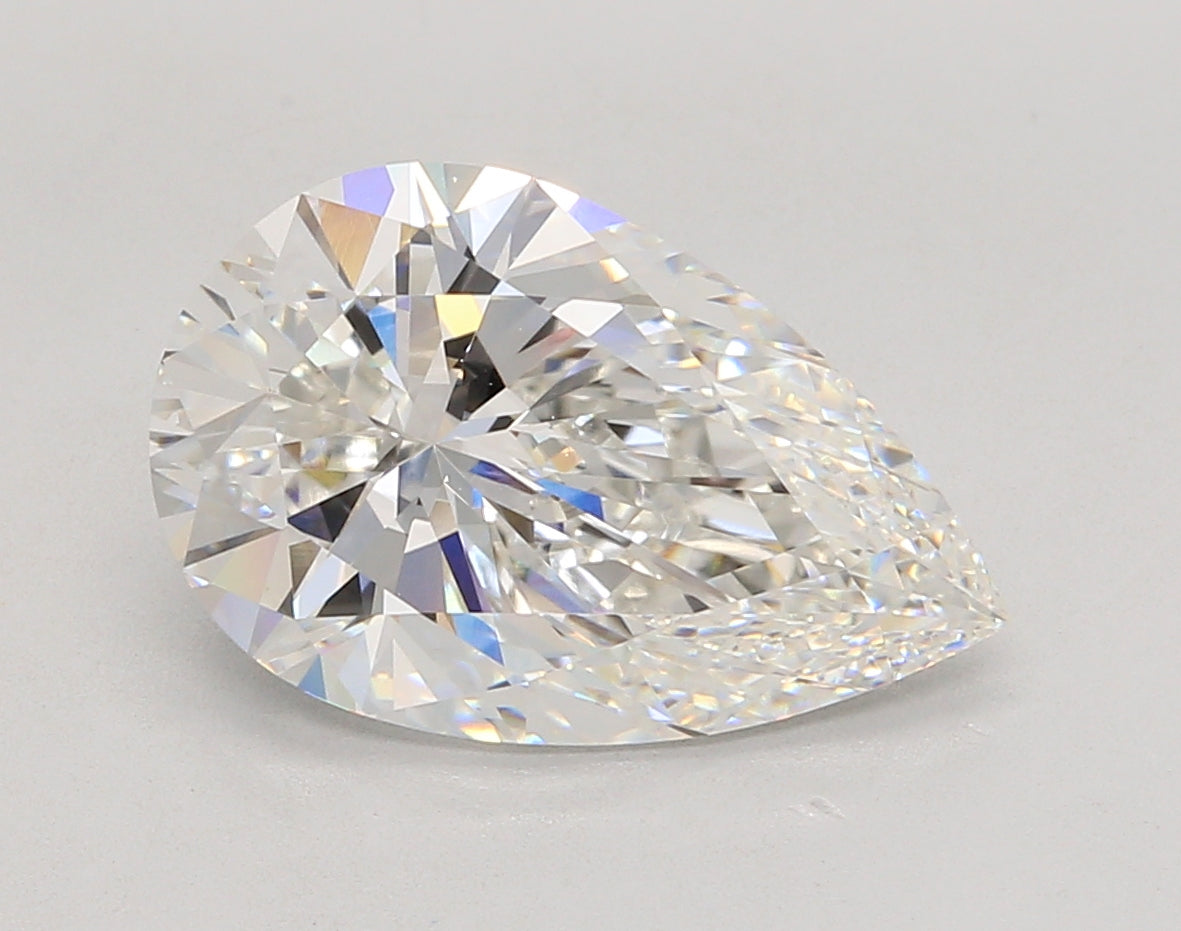 4.82 Carat Pear Shaped, Ideal Cut, F Color, VVS2 Clarity, IGI Certified Lab Grown Diamond