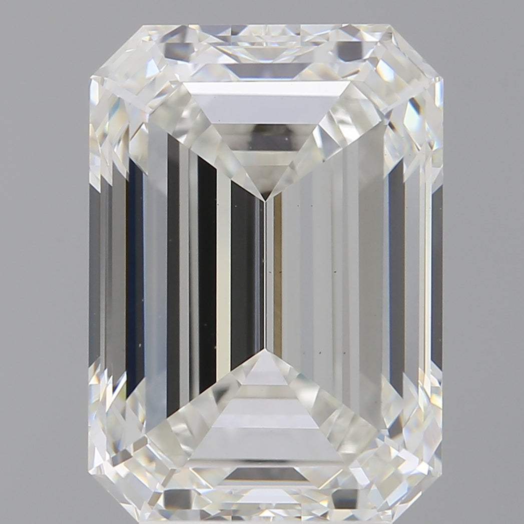 5.04 Carat Emerald Shaped, Ideal Cut, F Color, VVS2 Clarity, IGI Certified Lab Grown Diamond