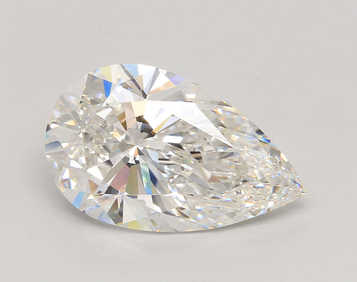 10.54 Carat Pear Shaped, Ideal Cut, F Color, VVS2 Clarity, IGI Certified Lab Grown Diamond