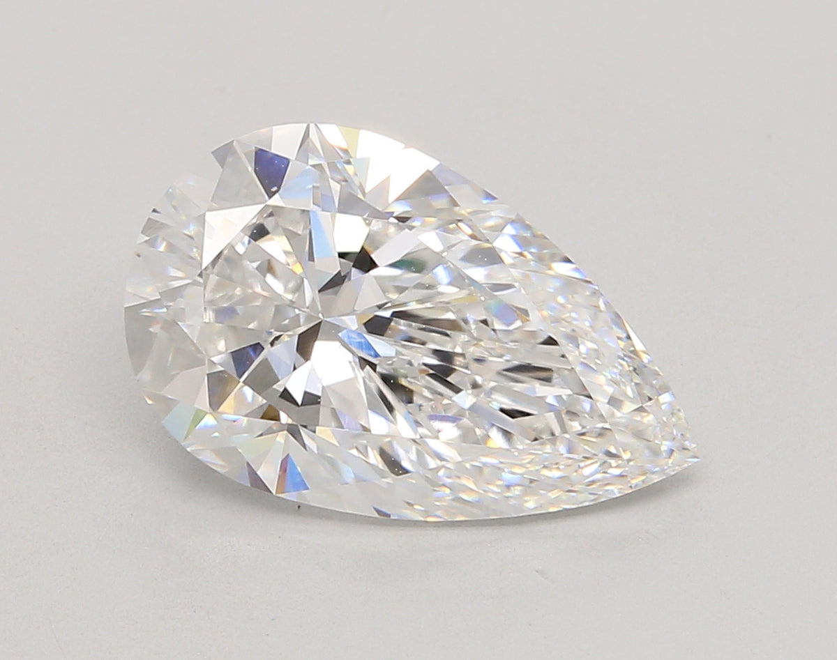 5.05 Carat Pear Shaped, Ideal Cut, D Color, VVS2 Clarity, IGI Certified Lab Grown Diamond