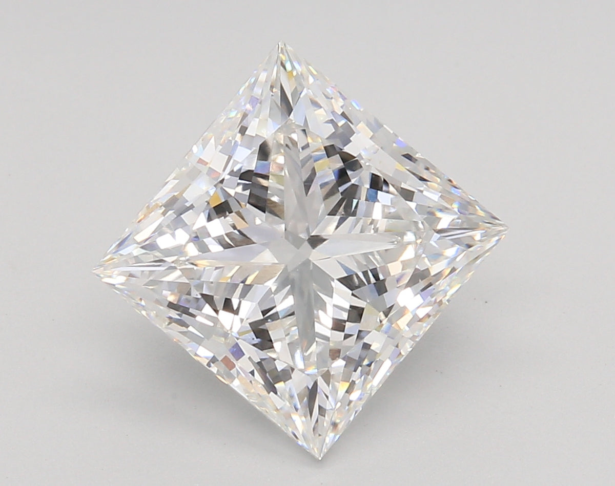 5.07 Carat Princess Shaped, Ideal Cut, E Color, VS1 Clarity, IGI Certified Lab Grown Diamond