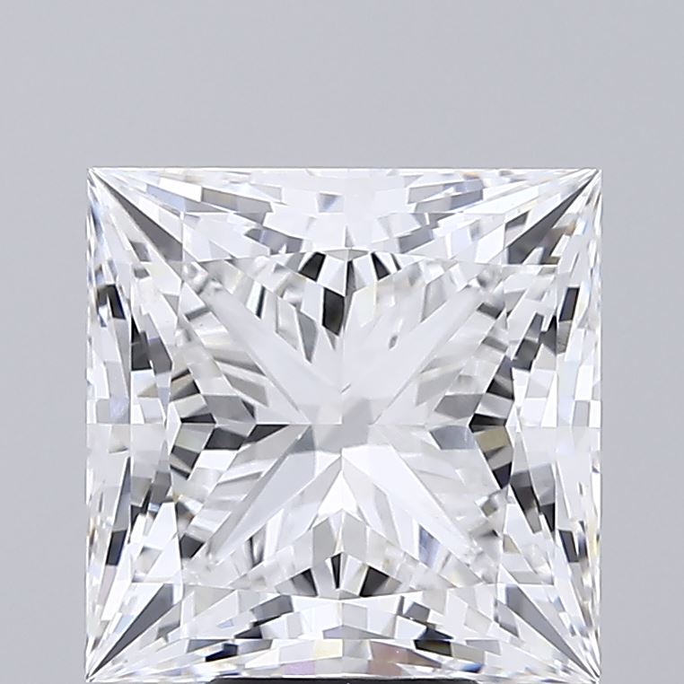 7.09 Carat Princess Shaped, Ideal Cut, E Color, VVS2 Clarity, IGI Certified Lab Grown Diamond