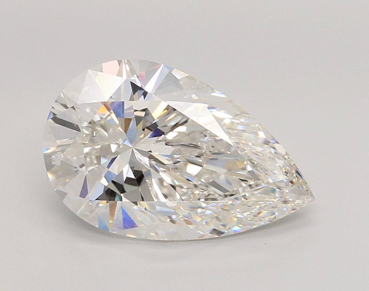 5.06 Carat Pear Shaped, Ideal Cut, F Color, VVS2 Clarity, IGI Certified Lab Grown Diamond