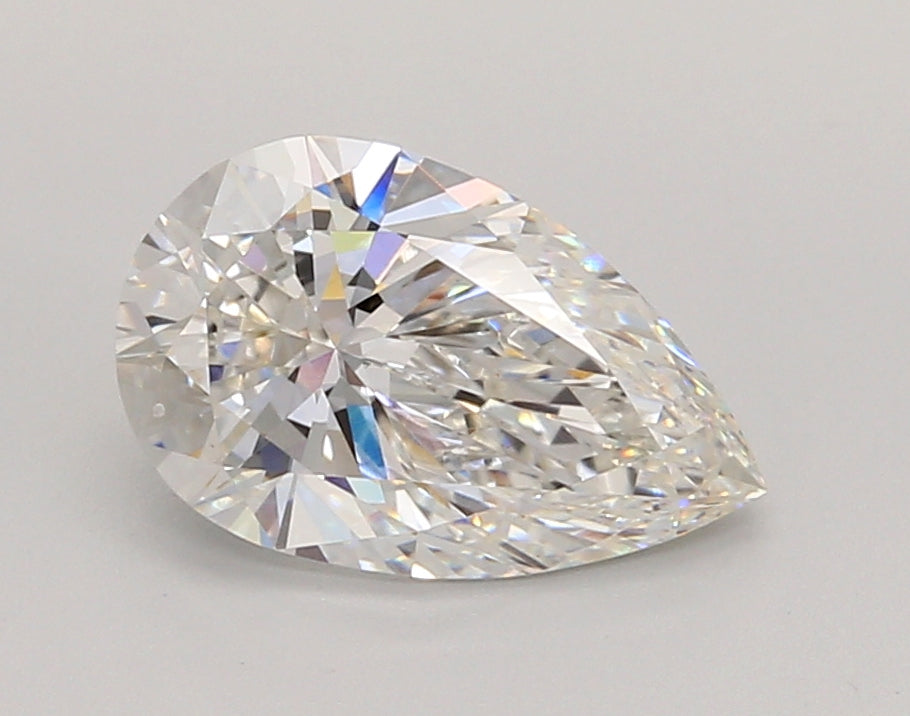 2.06 Carat Pear Shaped, Ideal Cut, F Color, VVS2 Clarity, IGI Certified Lab Grown Diamond