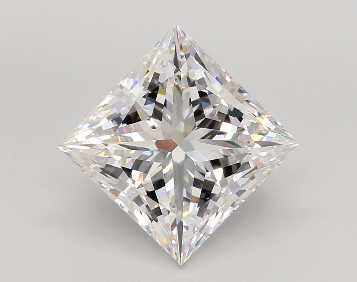 5.06 Carat Princess Shaped, Ideal Cut, E Color, VVS2 Clarity, IGI Certified Lab Grown Diamond