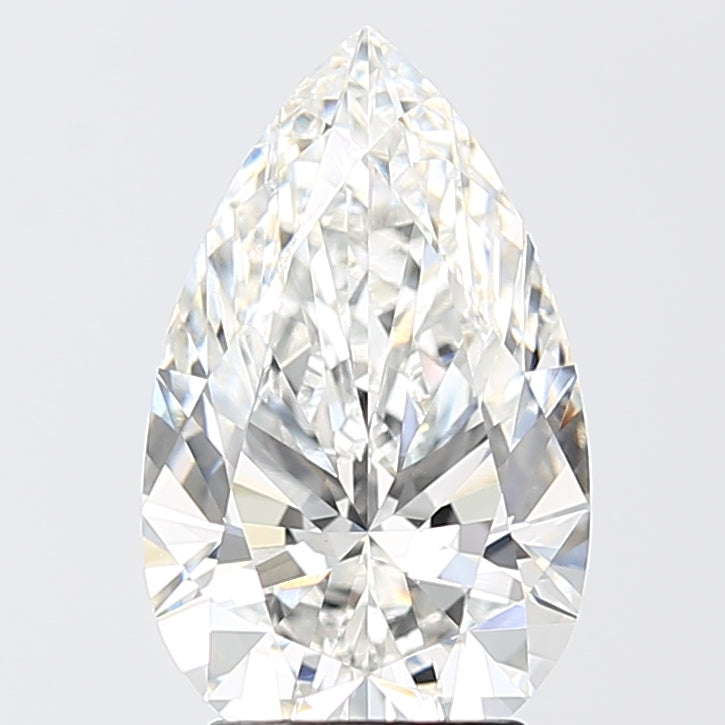 3.08 Carat Pear Shaped, Ideal Cut, F Color, VVS2 Clarity, IGI Certified Lab Grown Diamond