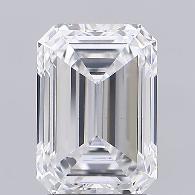 2.10 Carat Emerald Shaped, Ideal Cut, E Color, VS2 Clarity, IGI Certified Lab Grown Diamond