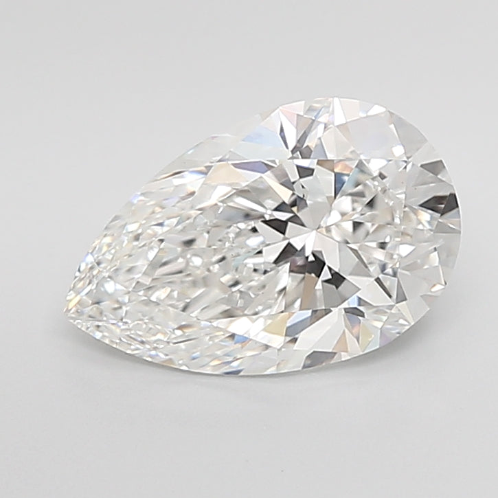 3.07 Carat Pear Shaped, Excellent Cut, F Color, VVS2 Clarity, IGI Certified Lab Grown Diamond