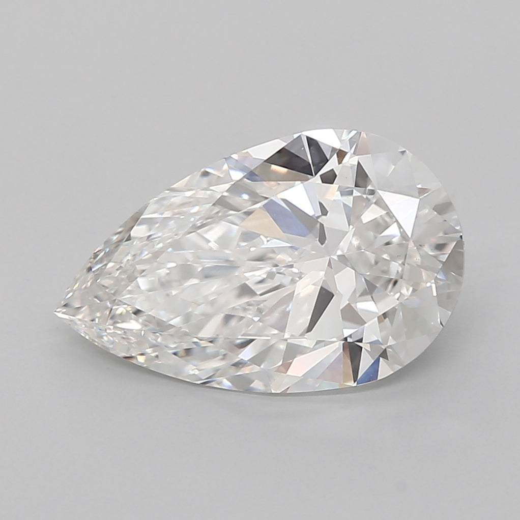4.02 Carat Pear Shaped, Ideal Cut, E Color, VVS2 Clarity, IGI Certified Lab Grown Diamond