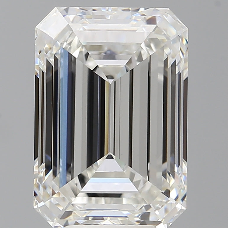 7.09 Carat Emerald Shaped, Ideal Cut, F Color, VVS2 Clarity, IGI Certified Lab Grown Diamond
