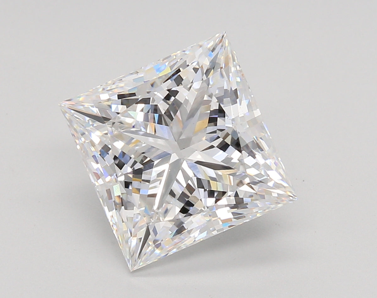 5.08 Carat Princess Shaped, Ideal Cut, E Color, VS1 Clarity, IGI Certified Lab Grown Diamond