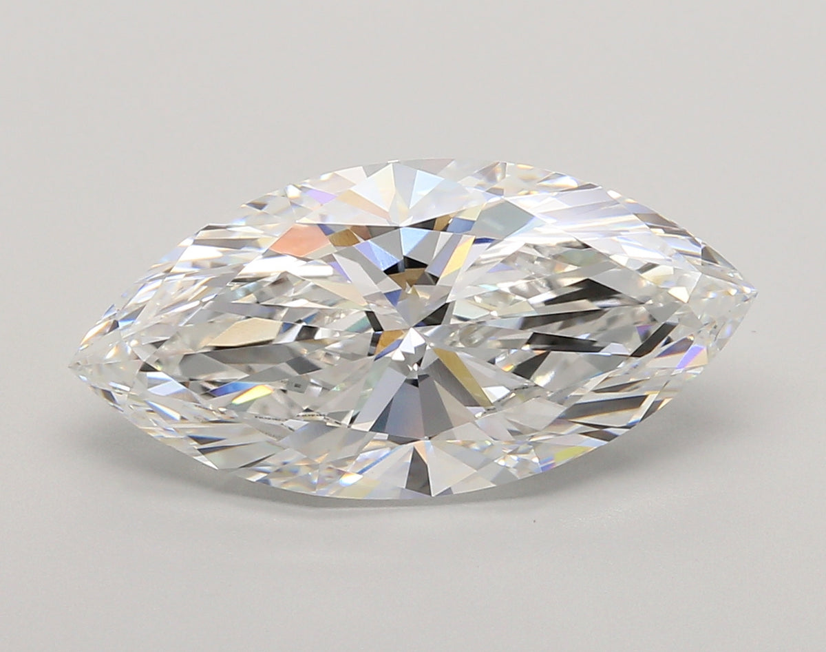 6.01 Carat Marquise Shaped, Ideal Cut, E Color, VVS2 Clarity, IGI Certified Lab Grown Diamond