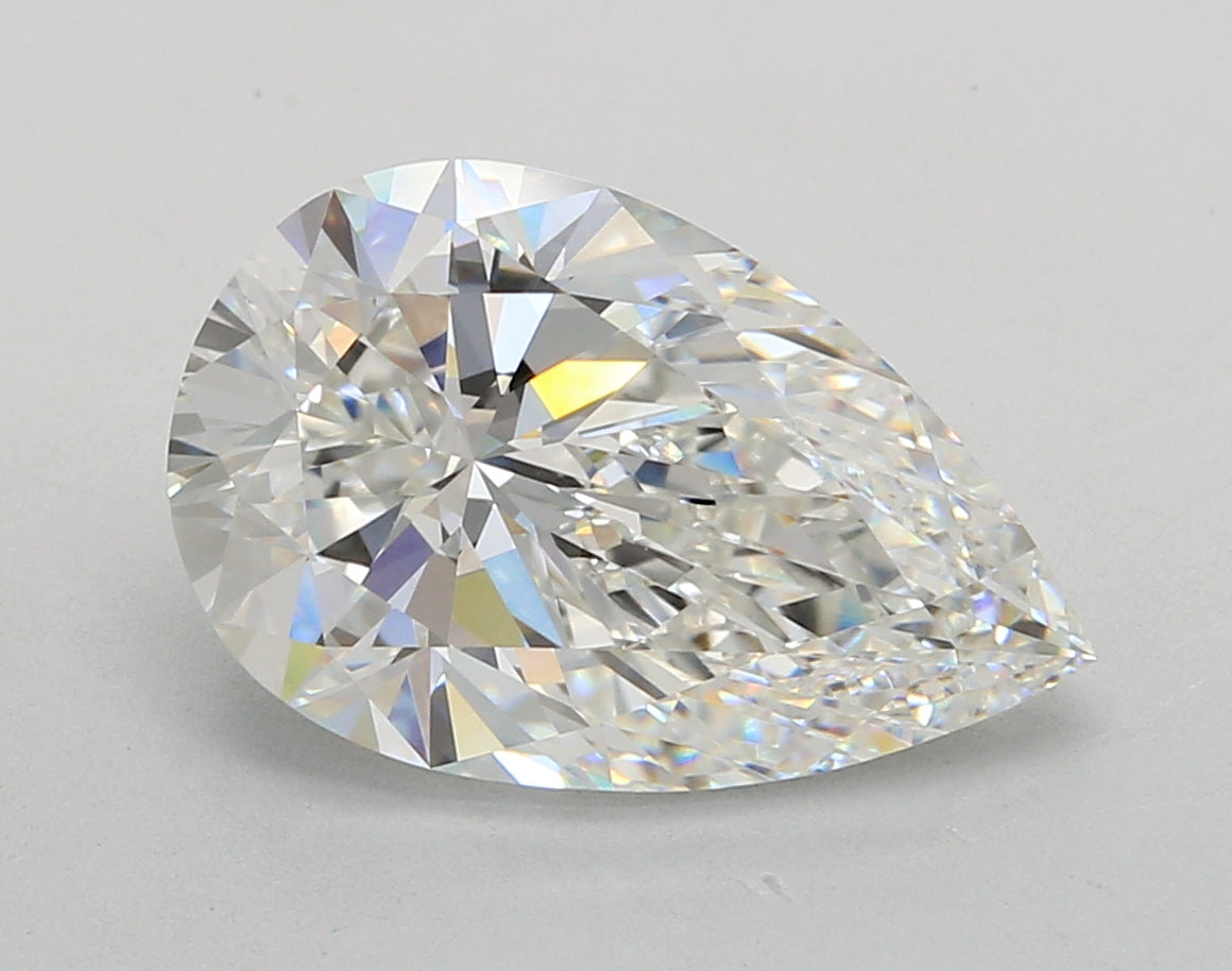 5.06 Carat Pear Shaped, Ideal Cut, F Color, VVS2 Clarity, IGI Certified Lab Grown Diamond