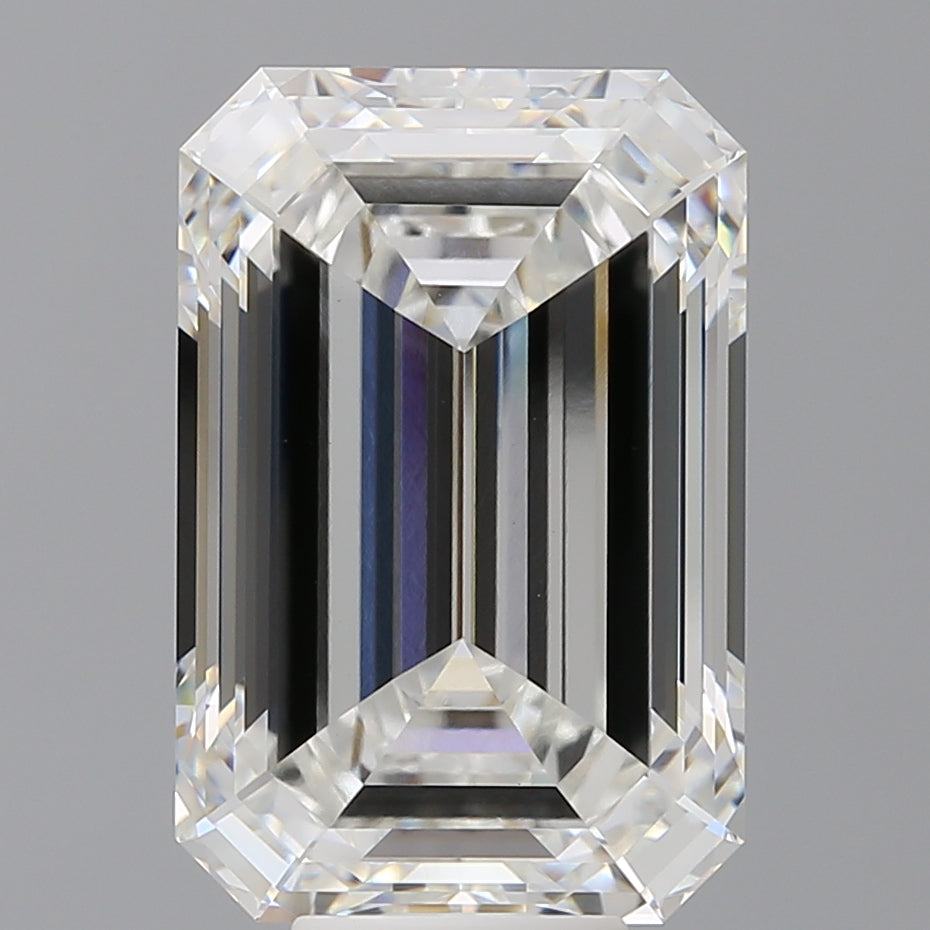 10.09 Carat Emerald Shaped, Ideal Cut, F Color, VVS2 Clarity, IGI Certified Lab Grown Diamond