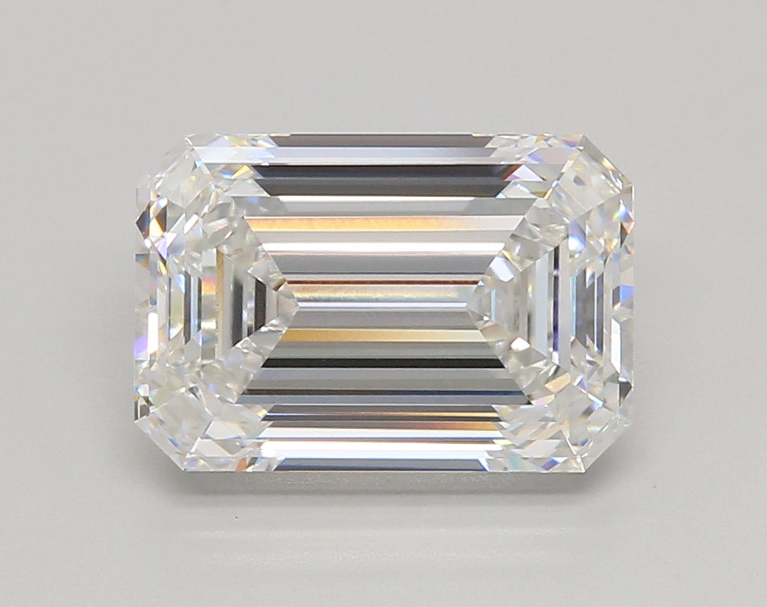 5.06 Carat Emerald Shaped, Ideal Cut, F Color, VVS2 Clarity, IGI Certified Lab Grown Diamond