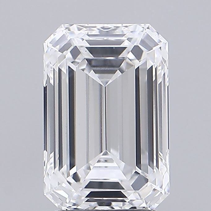 2.50 Carat Emerald Shaped, Ideal Cut, D Color, VS1 Clarity, IGI Certified Lab Grown Diamond