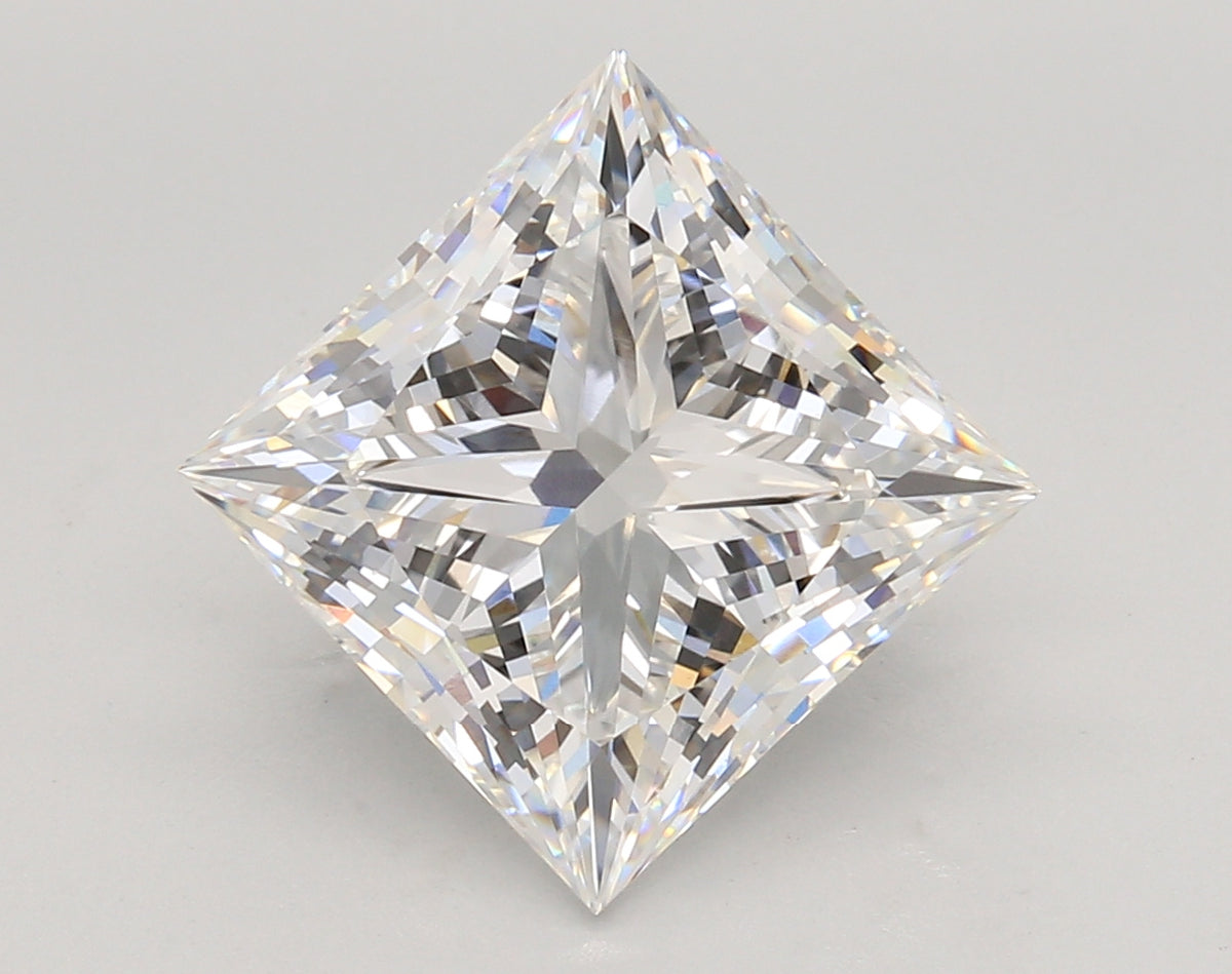 5.51 Carat Princess Shaped, Ideal Cut, E Color, VVS2 Clarity, IGI Certified Lab Grown Diamond