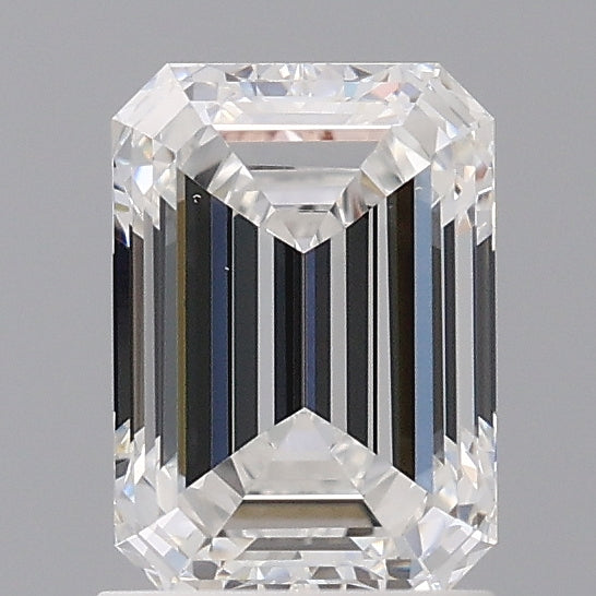 1.58 Carat Emerald Shaped, Ideal Cut, D Color, VVS2 Clarity, IGI Certified Lab Grown Diamond