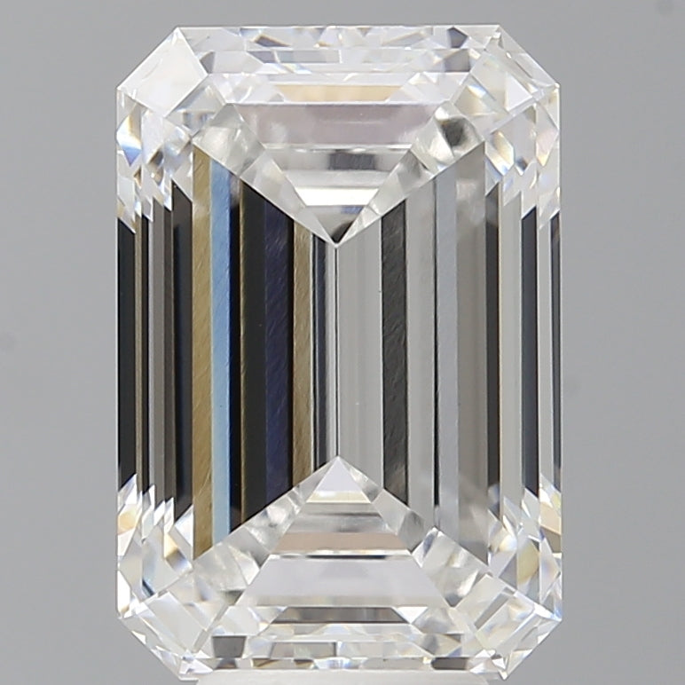 6.58 Carat Emerald Shaped, Ideal Cut, F Color, VVS2 Clarity, IGI Certified Lab Grown Diamond