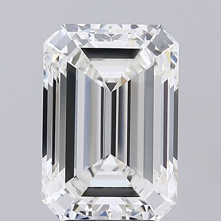 5.07 Carat Emerald Shaped, Ideal Cut, F Color, VVS2 Clarity, IGI Certified Lab Grown Diamond