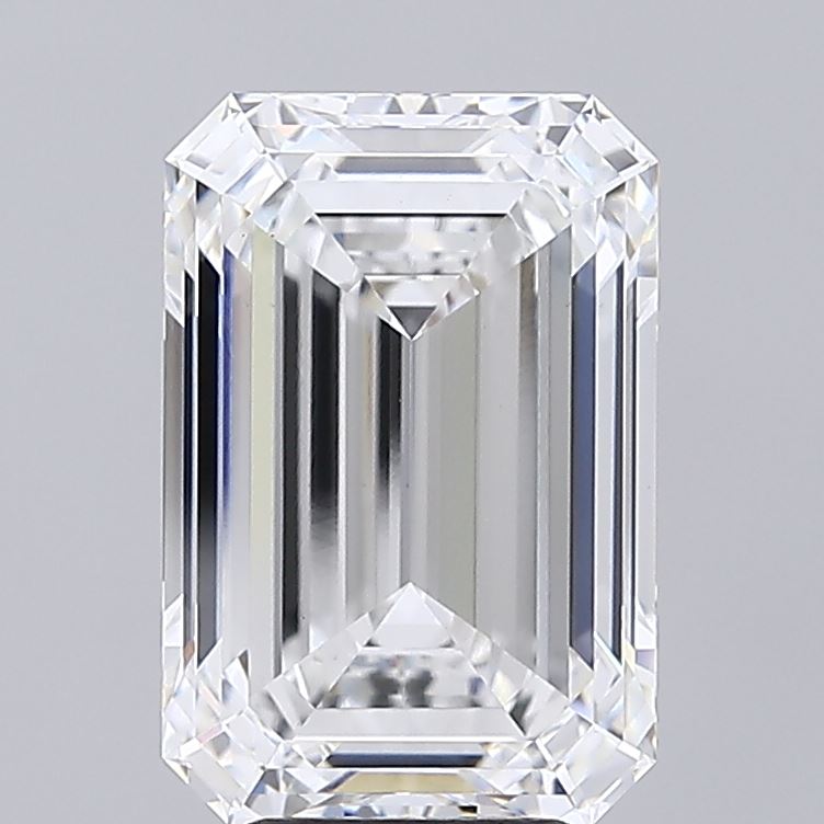 6.16 Carat Emerald Shaped, Ideal Cut, F Color, VVS2 Clarity, IGI Certified Lab Grown Diamond