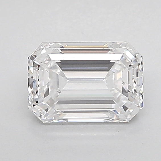 1.57 Carat Emerald Shaped, Ideal Cut, D Color, VVS2 Clarity, IGI Certified Lab Grown Diamond