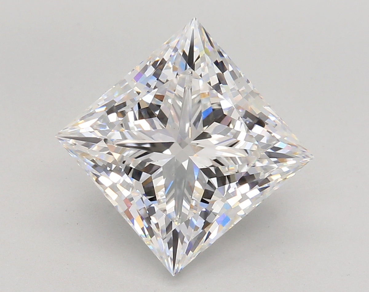 5.04 Carat Princess Shaped, Ideal Cut, E Color, VS1 Clarity, IGI Certified Lab Grown Diamond