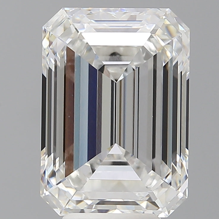 6.07 Carat Emerald Shaped, Ideal Cut, E Color, VVS2 Clarity, IGI Certified Lab Grown Diamond