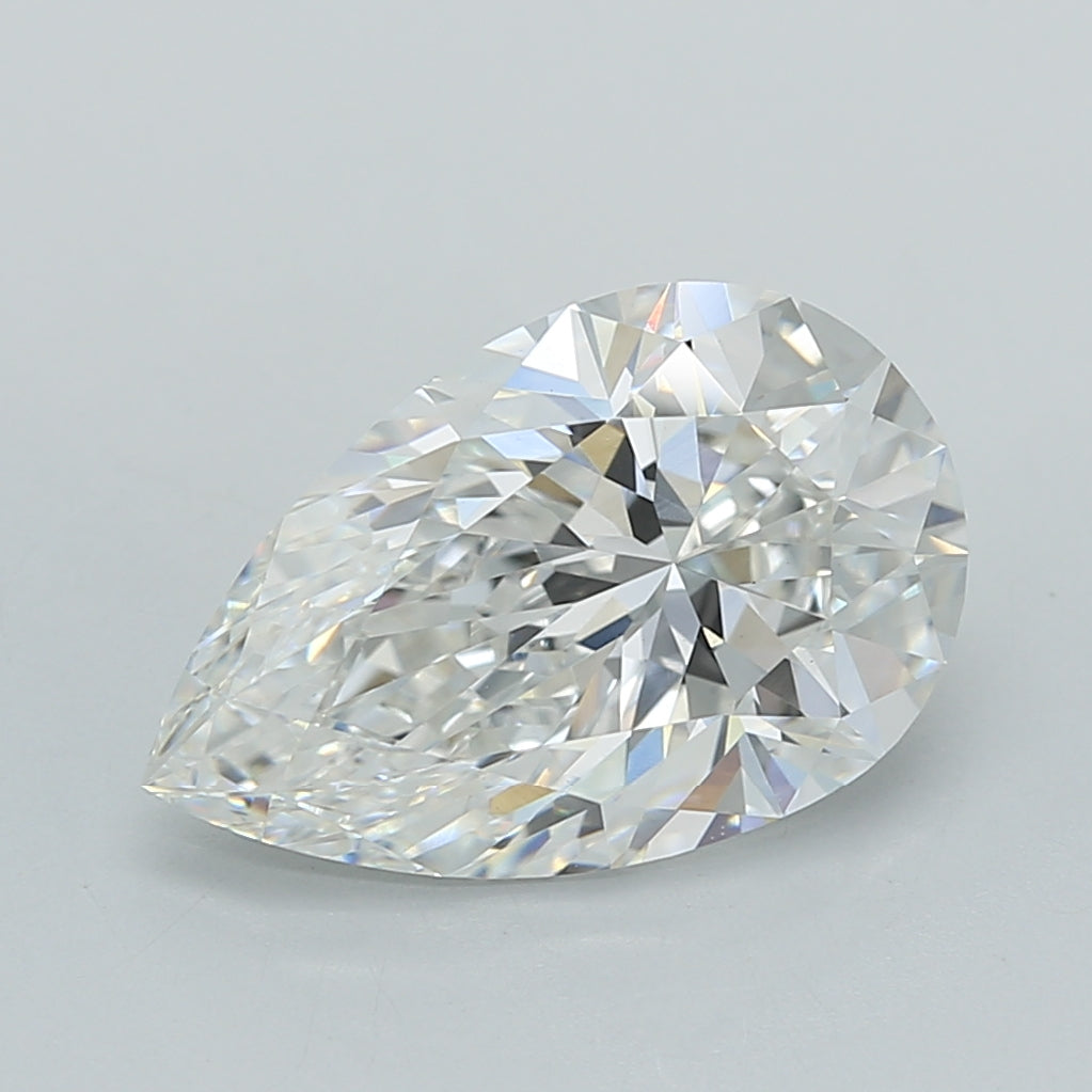 3.01 Carat Pear Shaped, Ideal Cut, F Color, VVS2 Clarity, IGI Certified Lab Grown Diamond