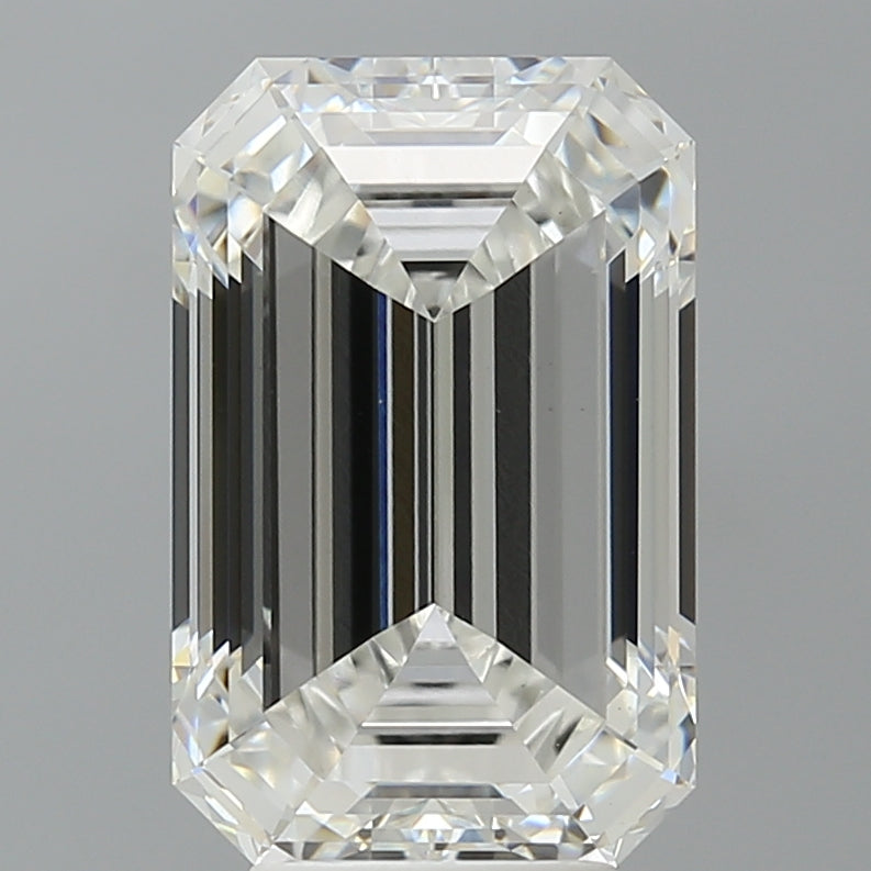 6.08 Carat Emerald Shaped, Ideal Cut, F Color, VVS2 Clarity, IGI Certified Lab Grown Diamond