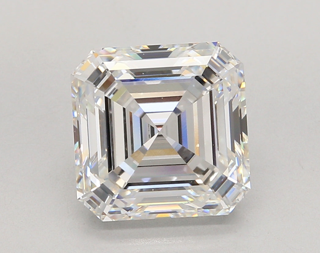 5.06 Carat Asscher Shaped, Ideal Cut, E Color, VVS2 Clarity, IGI Certified Lab Grown Diamond