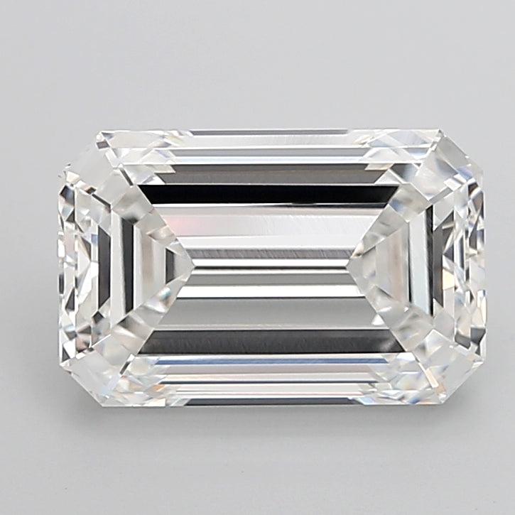 10.05 Carat Emerald Shaped, Ideal Cut, F Color, VVS2 Clarity, IGI Certified Lab Grown Diamond