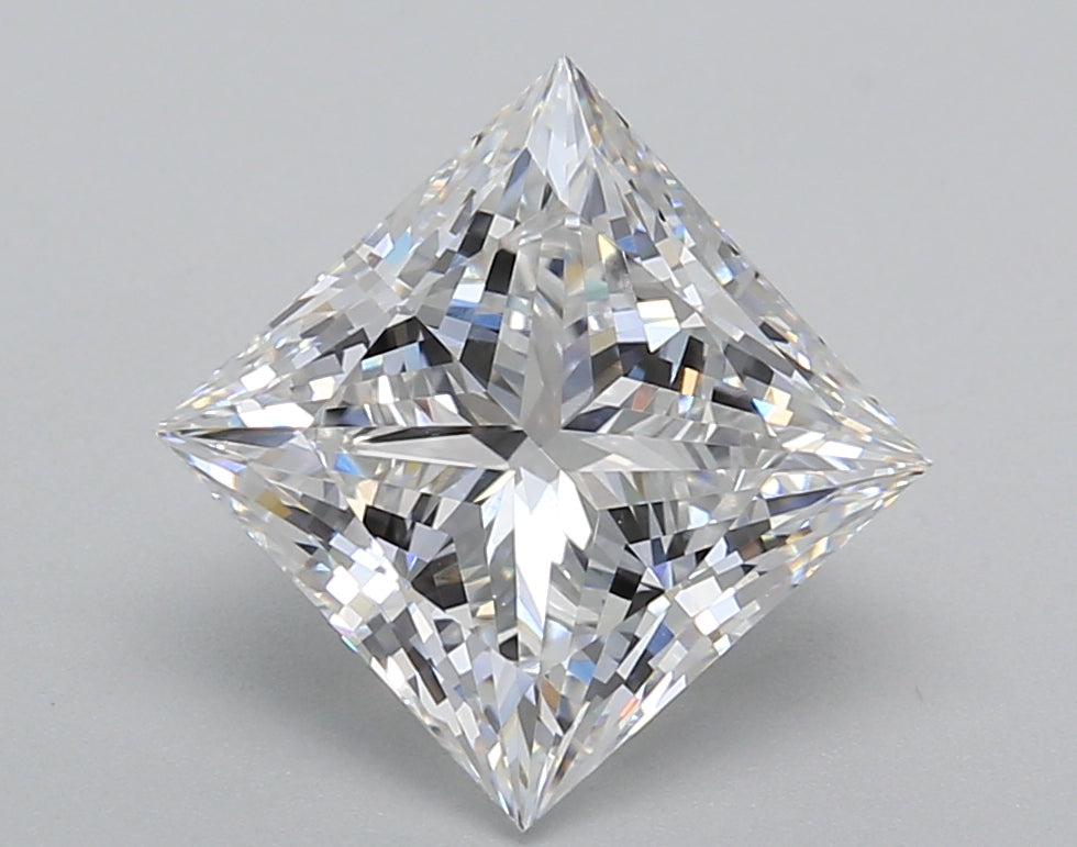 3.01 Carat Princess Shaped, Excellent Cut, D Color, VVS2 Clarity, IGI Certified Lab Grown Diamond