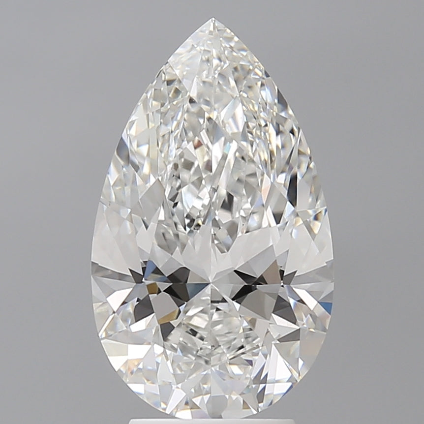 4.05 Carat Pear Shaped, Ideal Cut, F Color, VVS2 Clarity, IGI Certified Lab Grown Diamond