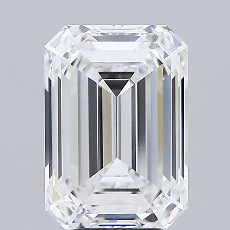 5.08 Carat Emerald Shaped, Ideal Cut, E Color, VVS2 Clarity, IGI Certified Lab Grown Diamond