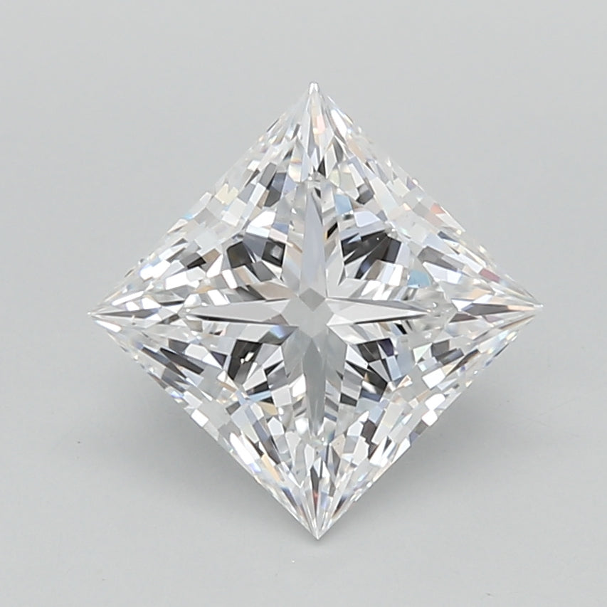 2.05 Carat Princess Shaped, Ideal Cut, D Color, VVS2 Clarity, IGI Certified Lab Grown Diamond