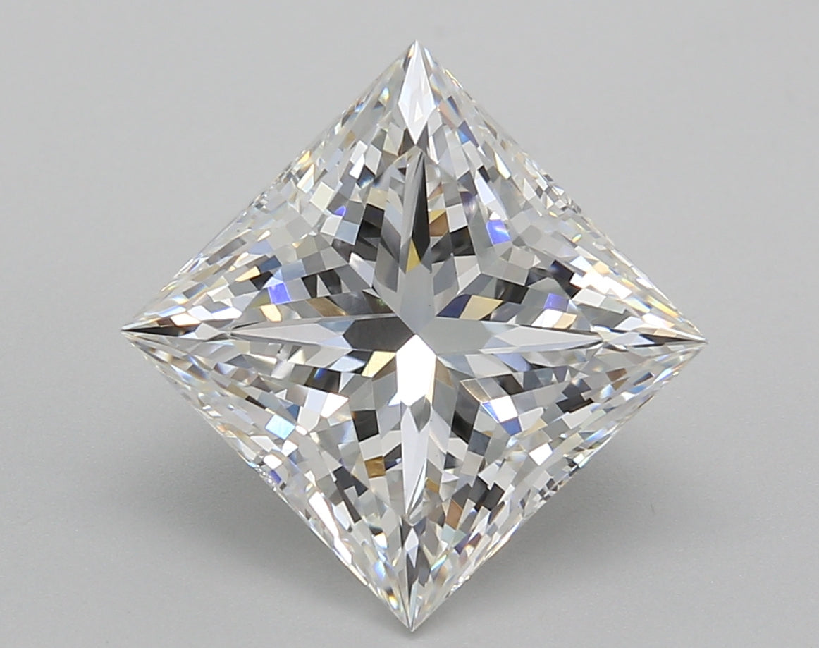 5.02 Carat Princess Shaped, Excellent Cut, F Color, VS1 Clarity, IGI Certified Lab Grown Diamond