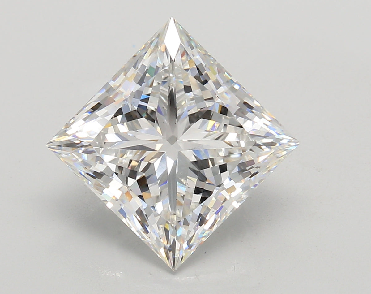 5.54 Carat Princess Shaped, Ideal Cut, E Color, VS1 Clarity, IGI Certified Lab Grown Diamond